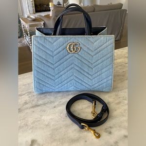 Gucci Pearly Marmont Denim crossbody tote